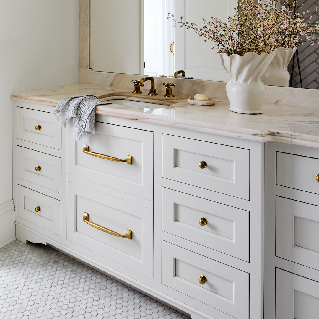 Design by JK Interior Living. Photography by Laura Moss Photography. Product shown in our aged brass (BEL) finish.