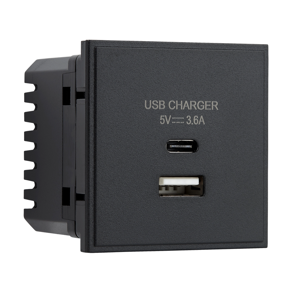 USB A & C Charger Outlet 50mm Euro Module