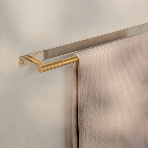 MIX Straight Knurled Bath Towel Rail & Backplate - Mixed Finish