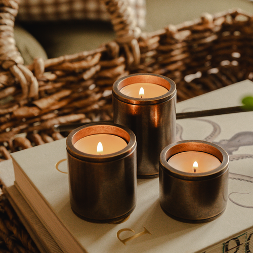 Barwick Plain Set of Three Brass Tealight Holders