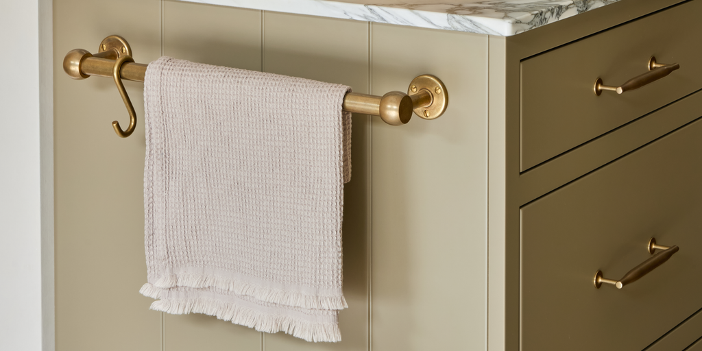 Design by McClark Joinery. Photography by Chris Snook Photography. Cotswold Brass Kitchen Towel Rail shown in our aged brass (BEL) finish.