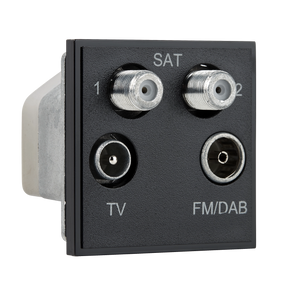 TV, FM/DAB & SAT Quad Outlet 50mm Euro Module