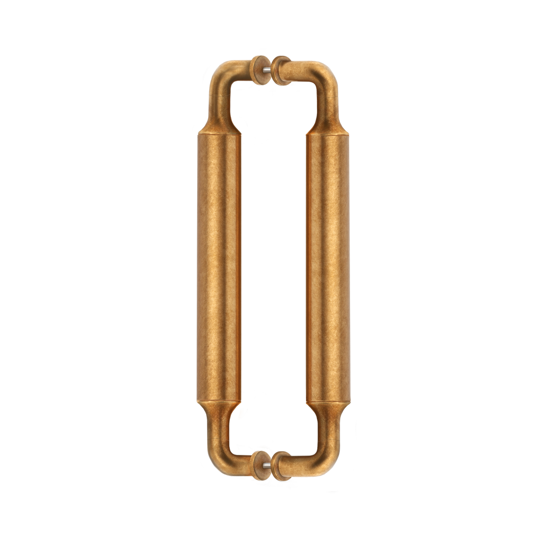 Barwick Plain Back to Back Pull Handles in our aged brass (BEL) finish