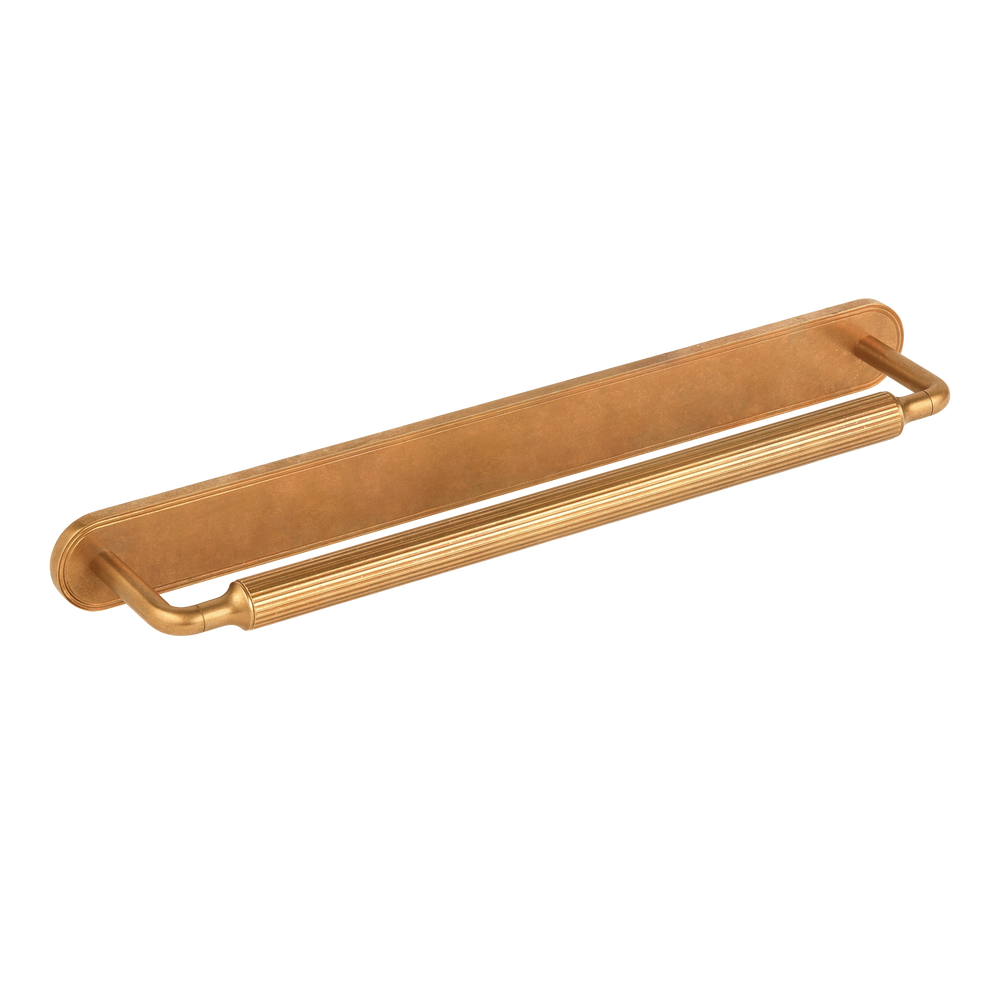 Barwick Ridged Bath Towel Rail with Backplate in our aged brass (BEL) finish
