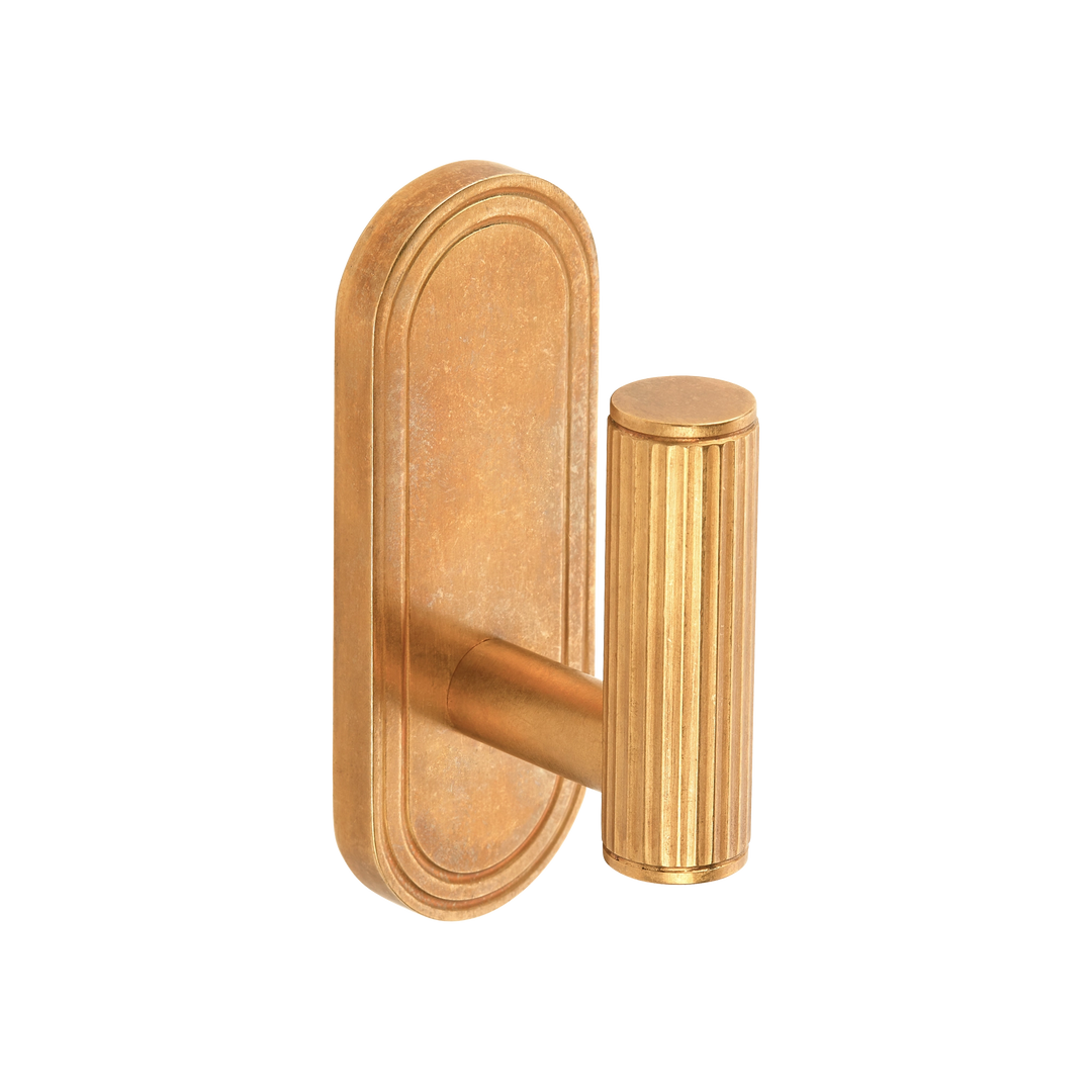 Barwick Ridged Wall Hook in our aged brass (BEL) finish