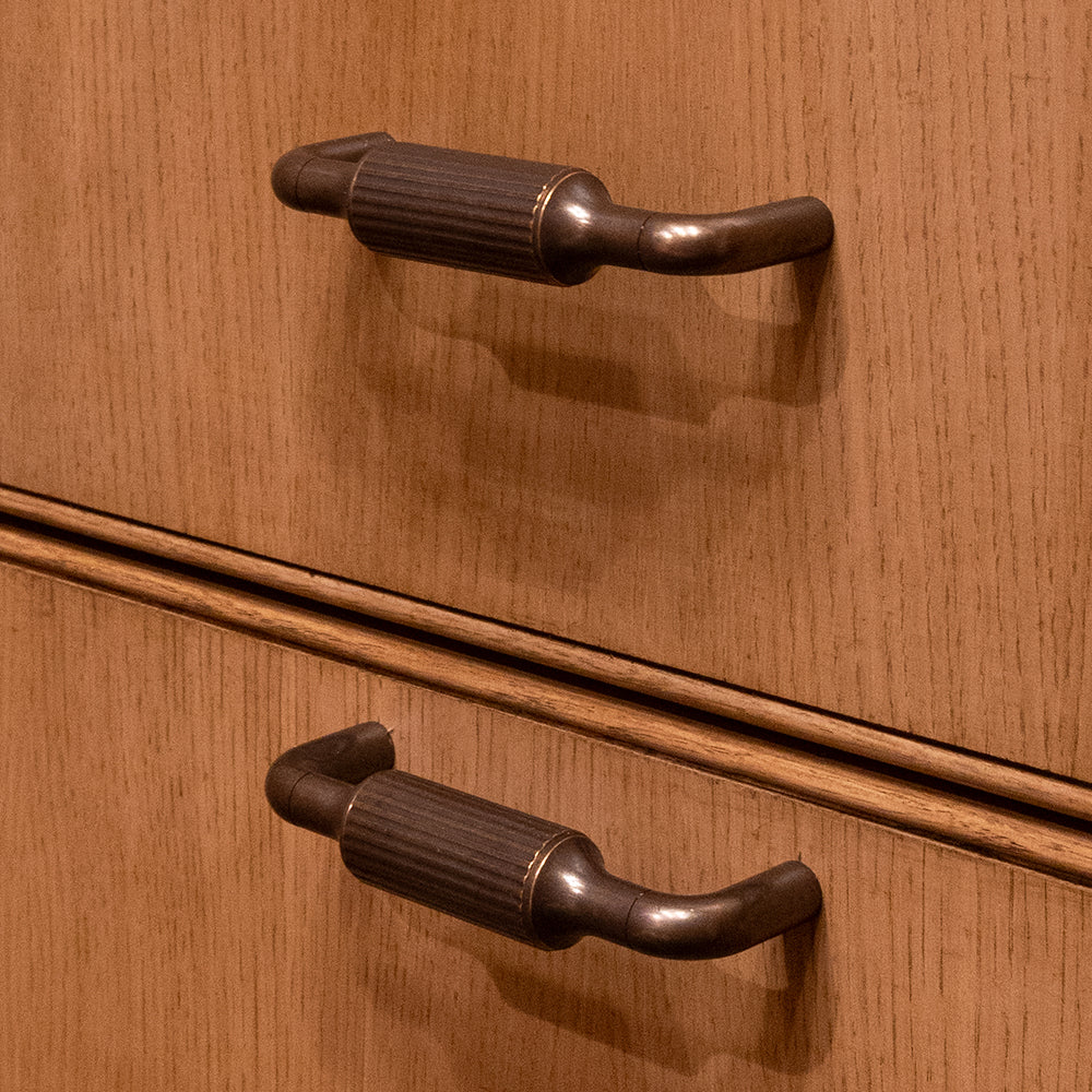 Design by Helene Dellocono Designs | Photography by Kim Meadowlark | Barwick Ridged Cabinet Pull Handles shown in our dark aged brass (DAB) finish.