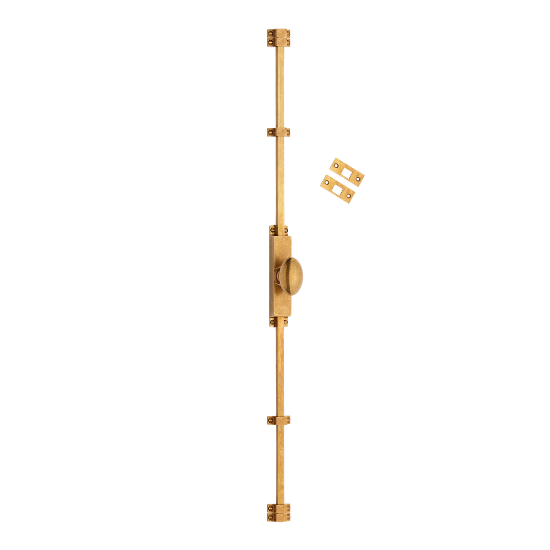 Cremone bolt shown in our aged brass (BEL) finish).