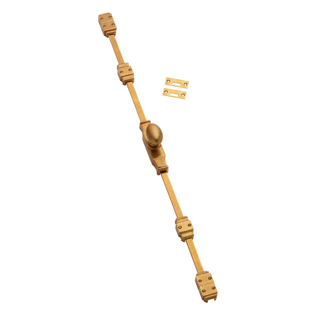 Cremone bolt shown in our aged brass (BEL) finish).