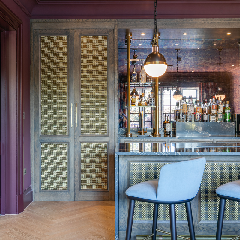 Featuring our Horizontal Rectangular Interwoven Grille in our satin brass unlacquered (SBUL) finish | Project by St Giles Furniture | Photography by Chris Wharton.