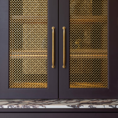 Design by Studio LBI | Photography by Susie Lowe | Diamond Interwoven grille shown in our satin brass lacquered (SBL) finish.
