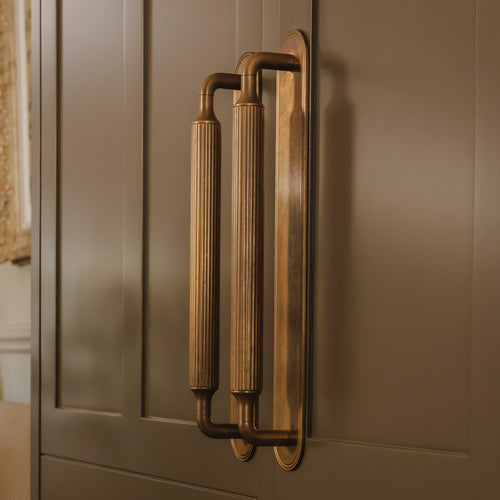 Barwick Ridged Cabinet Pull Handle with Backplate