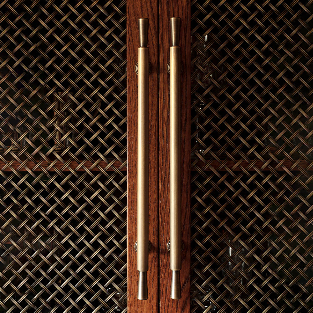 Design by Studio LBI | Lincoln Cabinet Handle shown in our satin antique satin lacquered (SAS) finish.
