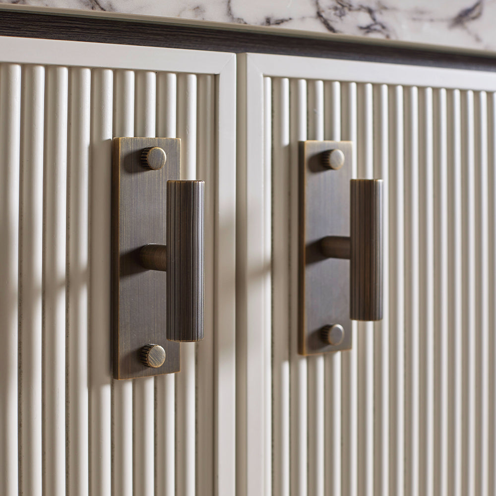 Design by Panoramic Properties. MIX T-bar handle shown in our satin antique satin lacquered (SAS) finish.