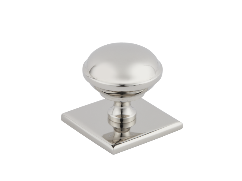 Queslett Solid Cabinet Brass Knob & Square Backplate | Armac Martin