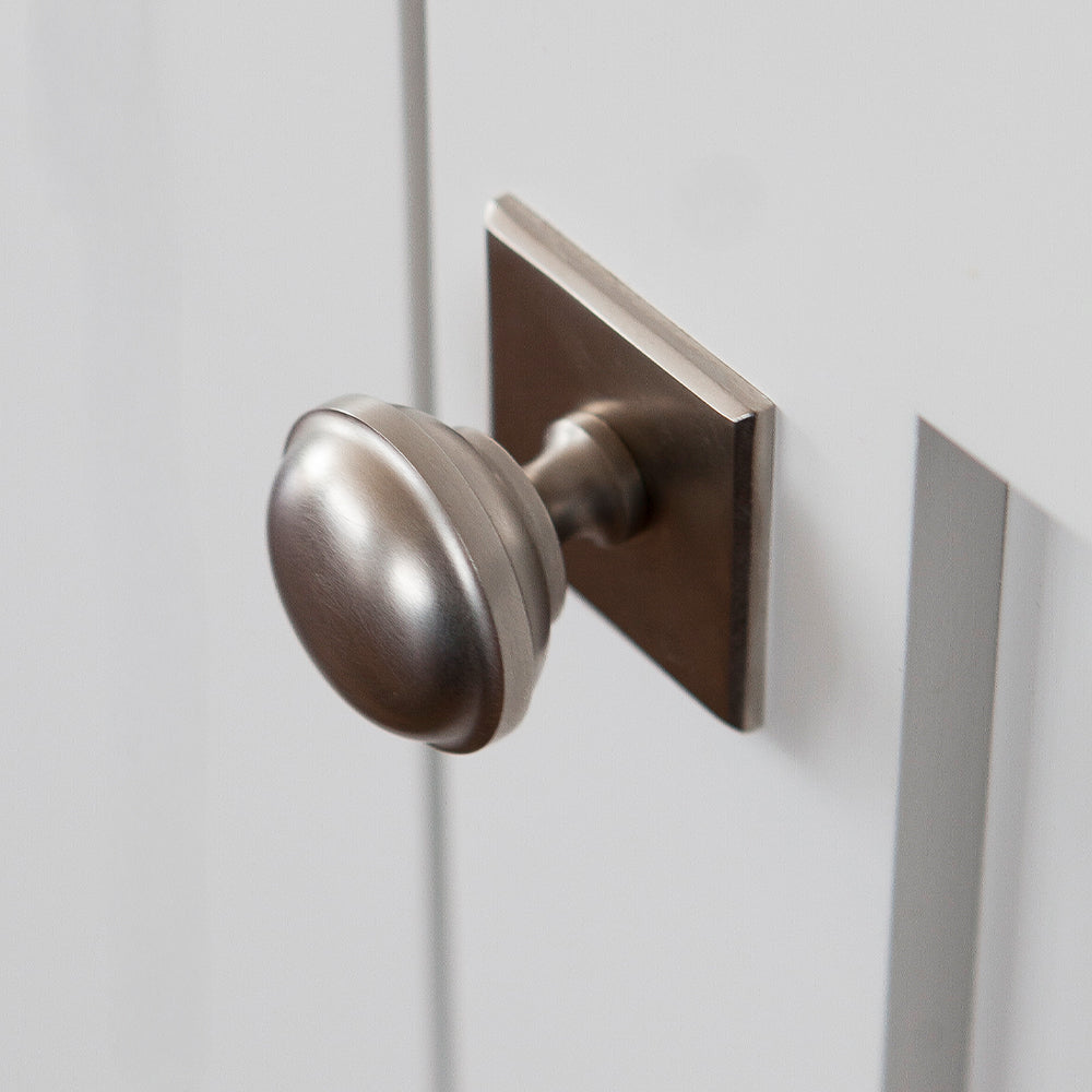 Queslett Solid Cabinet Brass Knob & Square Backplate | Armac Martin