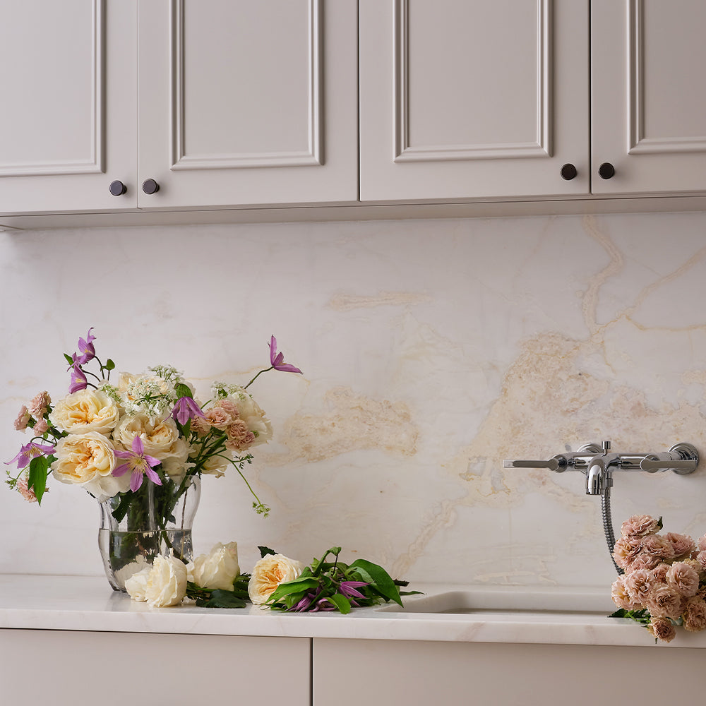 Design by Lindsey Goddard Interiors | Rotunda Cabinet Knobs shown in our aged brass (BEL) finish.