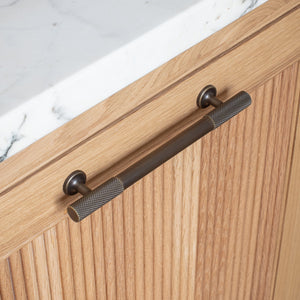Design by Abington Design House | Sparkbrook Cabinet Handle shown in our satin antique satin  lacquered (SAS) finish. 